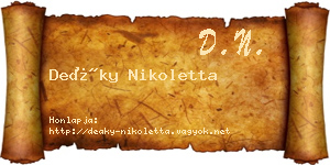 Deáky Nikoletta névjegykártya